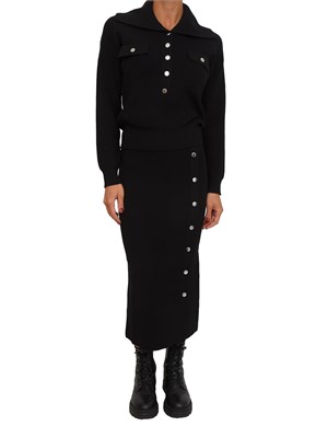 Completo Liu Jo cardigan+gonna in misto viscosa nera a coste in DONNA