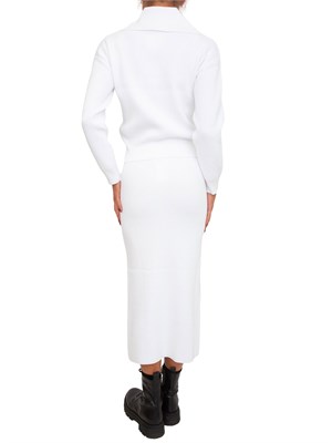 Completo Liu Jo cardigan+gonna in misto viscosa bianco a coste in DONNA