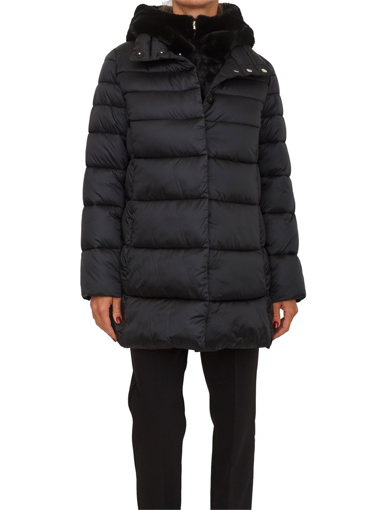 Giubbino Toscana Emme Marella in tessuto nero con cappuccio pelliccia