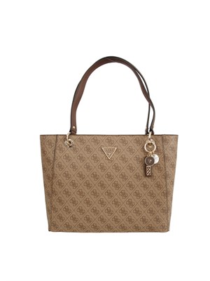 Borsa Noelle Guess Jeans in ecopelle beige con logo all over in DONNA