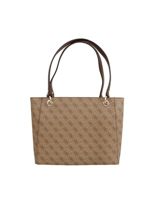 Borsa Noelle Guess Jeans in ecopelle beige con logo all over in DONNA
