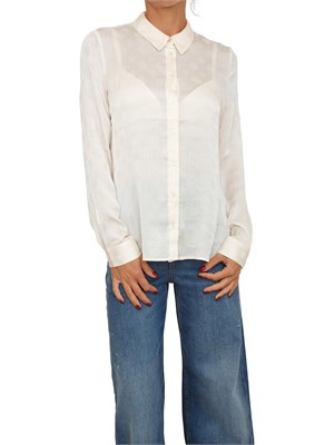 Camicia Guess Jeans donna in tessuto avorio logo jacquard all over in DONNA
