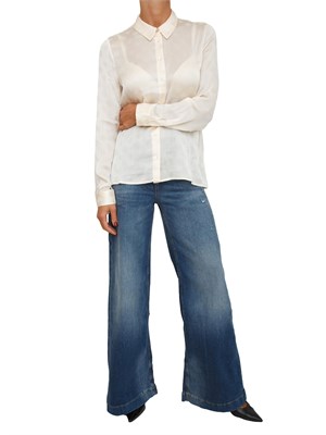 Camicia Guess Jeans donna in tessuto avorio logo jacquard all over in DONNA