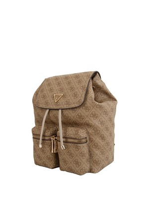 Zaino Manhattan Guess Jeans in ecopelle beige logo all over in DONNA