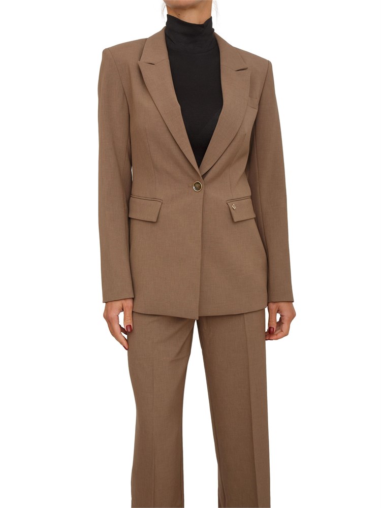 Giacca monopetto Guess Jeans donna in tessuto taupe