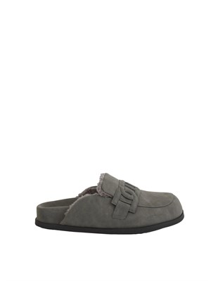 TWIN-SET Scarpe mules a ciabatta Twinset effetto camoscio grigio in DONNA