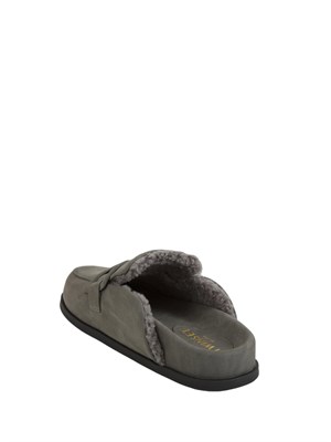 TWIN-SET Scarpe mules a ciabatta Twinset effetto camoscio grigio in DONNA