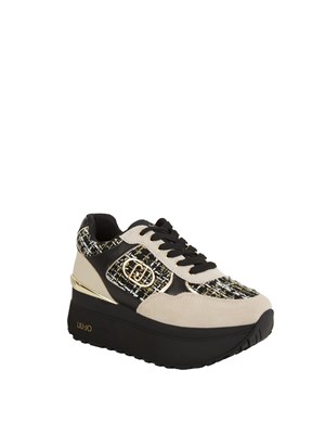 Sneakers Liu Jo donna in lurex e nylon nero e beige in DONNA