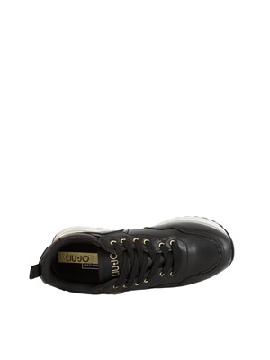 Sneakers Liu Jo donna in pelle nera e dettagli in vernice tono su tono in DONNA