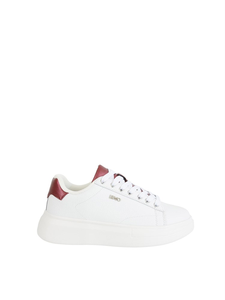 Sneakers Liu Jo donna in pelle bottalata bianca con inserti laminati bordeaux