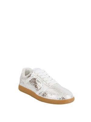 Sneakers Liu Jo donna in pelle crackle laminata argento in DONNA