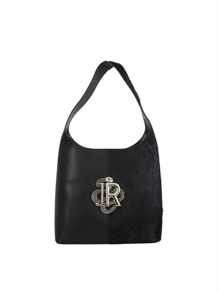 Borsa John Richmond in pelle nera e cavallino