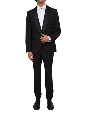 Abito smoking Boss uomo in lana e mohair nero con inserti in seta in UOMO