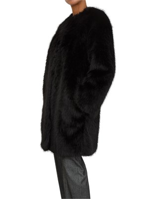 Pelliccia midi Eros Max Mara in tessuto effetto faux fur nera in DONNA