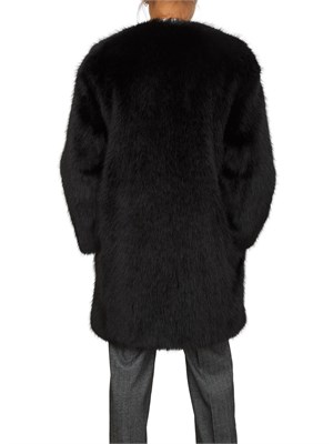 Pelliccia midi Eros Max Mara in tessuto effetto faux fur nera in DONNA