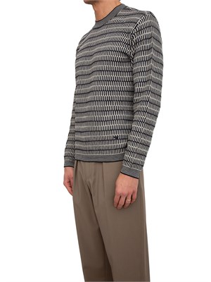 Maglia uomo Emporio Armani in pura lana vergine beige e blu in UOMO