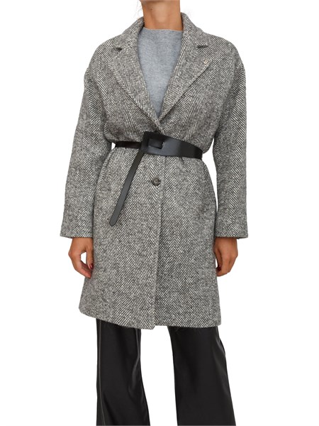 cappotto liu jo donna in lana e alpaca grigia con lavorazione a spiga cf5394ts74a