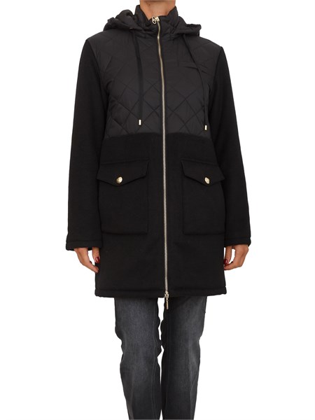 cappotto parka liu jo donna in panno misto lana e nylon nero tf5035ts110