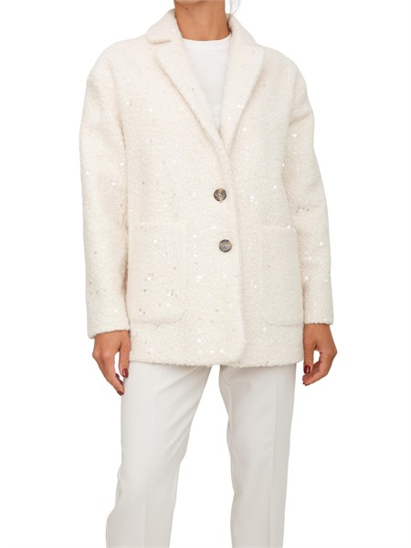 cappotto ranch emme marella in boucle bianco con paillettes ranch
