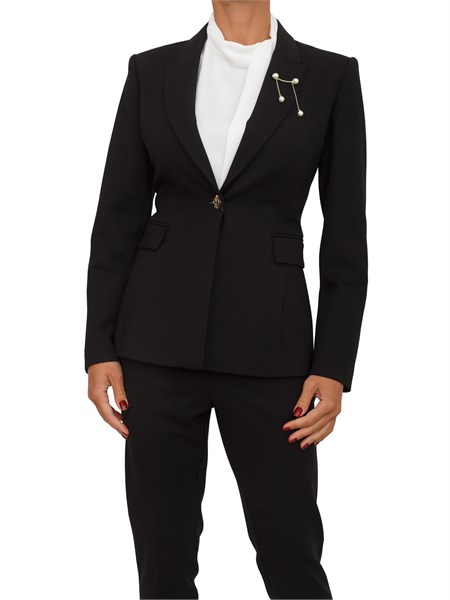 giacca liu jo donna in punto milano nera con spilla removibile cf5343j1857