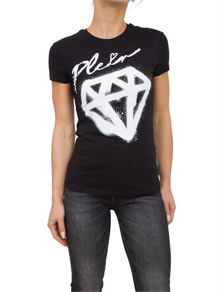 t shirt donna philipp plein nero wtk2910pjy002n