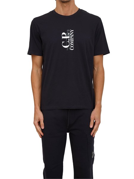 t shirt uomo cp company in cotone blu 19cmts091a005100w
