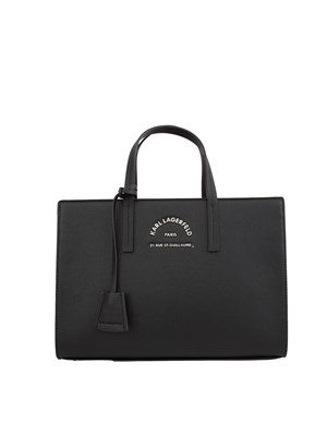 K.LAGERFELD Borsa a mano nera Karl Lagerfeld con logo metallico in DONNA