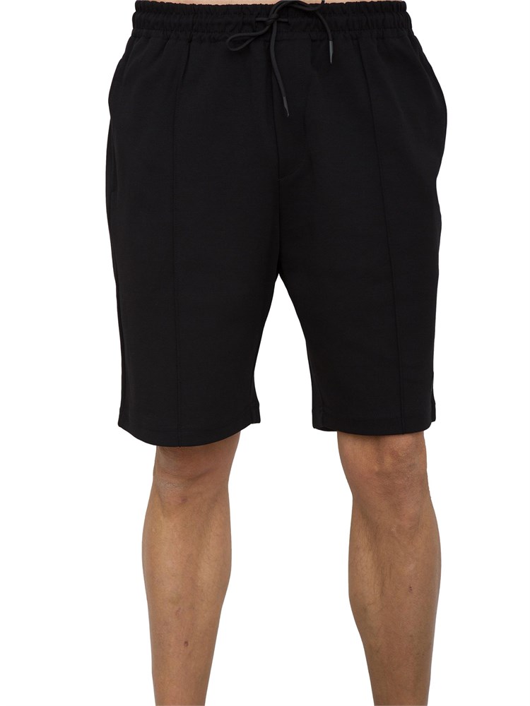 Bermuda uomo Antony Morato in felpa di cotone nera con cucitura piega