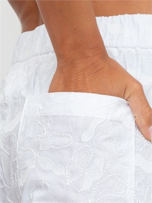 Pantaloni iBlues in popeline di cotone bianco con ricami in DONNA