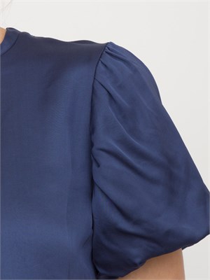 Blusa regular Fracomina raso blu manica corta in DONNA