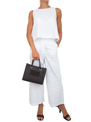 Top svasato iBlues in popeline di cotone bianco con ricami in DONNA