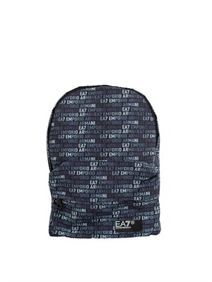 Zaino uomo blu EA7 Emporio Armani in tessuto stampa logo all-over in UOMO