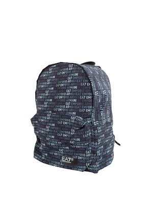 Zaino uomo blu EA7 Emporio Armani in tessuto stampa logo all-over in UOMO