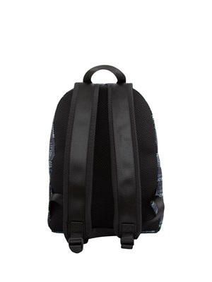 Zaino uomo blu EA7 Emporio Armani in tessuto stampa logo all-over in UOMO