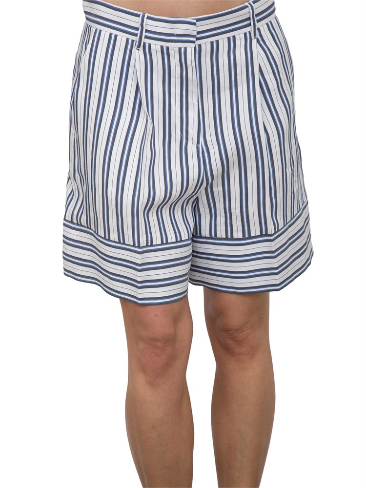 Shorts donna bianco Marella a righe blu e celesti