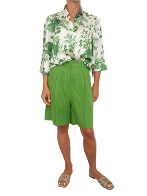Camicia verde Emme Marella in twill tecnico con stampa fiori all over in DONNA