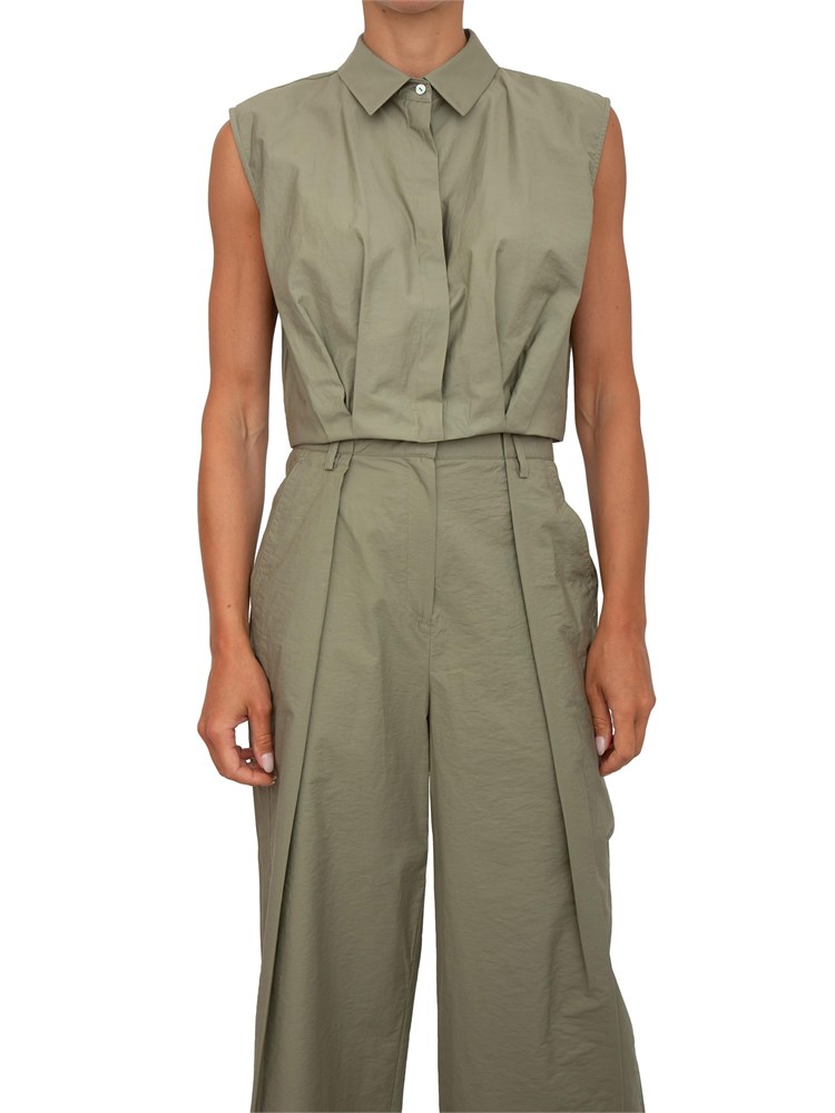 Camicia cropped verde iBlues in tessuto tech e taglio elegante