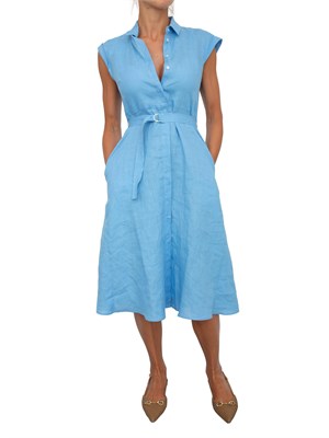 Chemisier smanicato Emme Marella in lino azzurro in DONNA