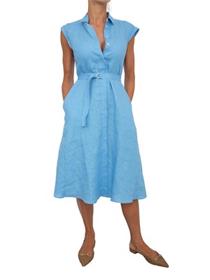 Chemisier smanicato Emme Marella in lino azzurro in DONNA