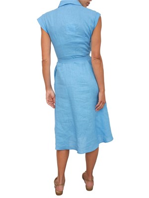 Chemisier smanicato Emme Marella in lino azzurro in DONNA