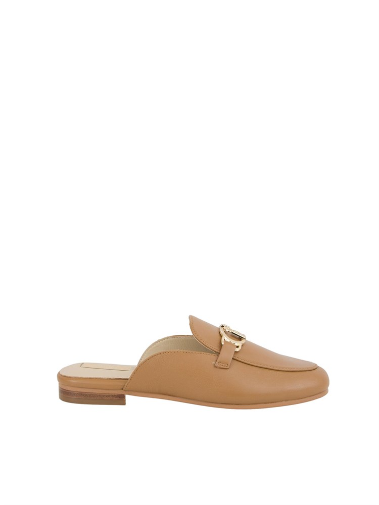 Slippers Liu Jo in pelle color cuoio con logo