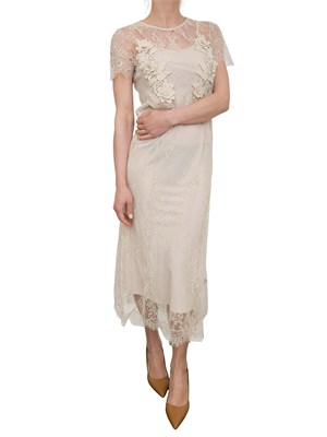Abito midi Blugirl in pizzo beige con ricamo in DONNA