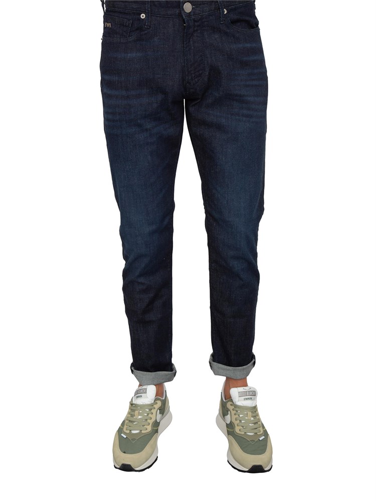 Jeans slim fit Emporio Armani uomo in denim scuro effetto washed