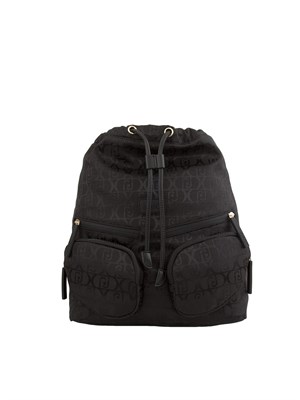 Zaino nero Liu Jo in nylon jacquard logo all over in DONNA