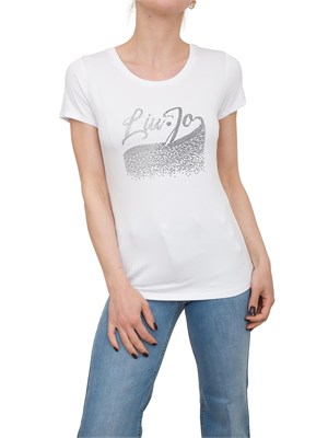 T-shirt bianca Liu Jo con logo strass in DONNA