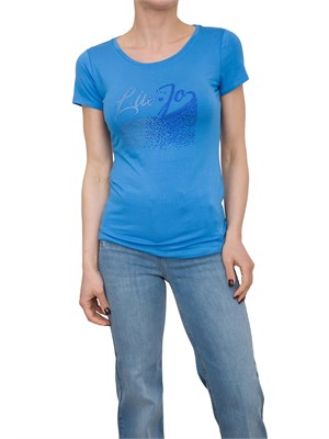 T-shirt azzurra Liu Jo con logo strass in DONNA