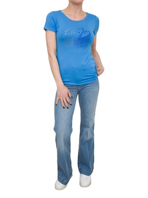T-shirt azzurra Liu Jo con logo strass in DONNA