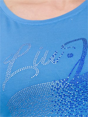 T-shirt azzurra Liu Jo con logo strass in DONNA