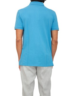 Polo azzurra Etro in cotone con dettaglio stampa floreale sul collo in UOMO