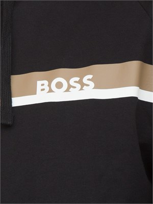 Felpa con cappuccio Boss con zip e stampa a righe in UOMO